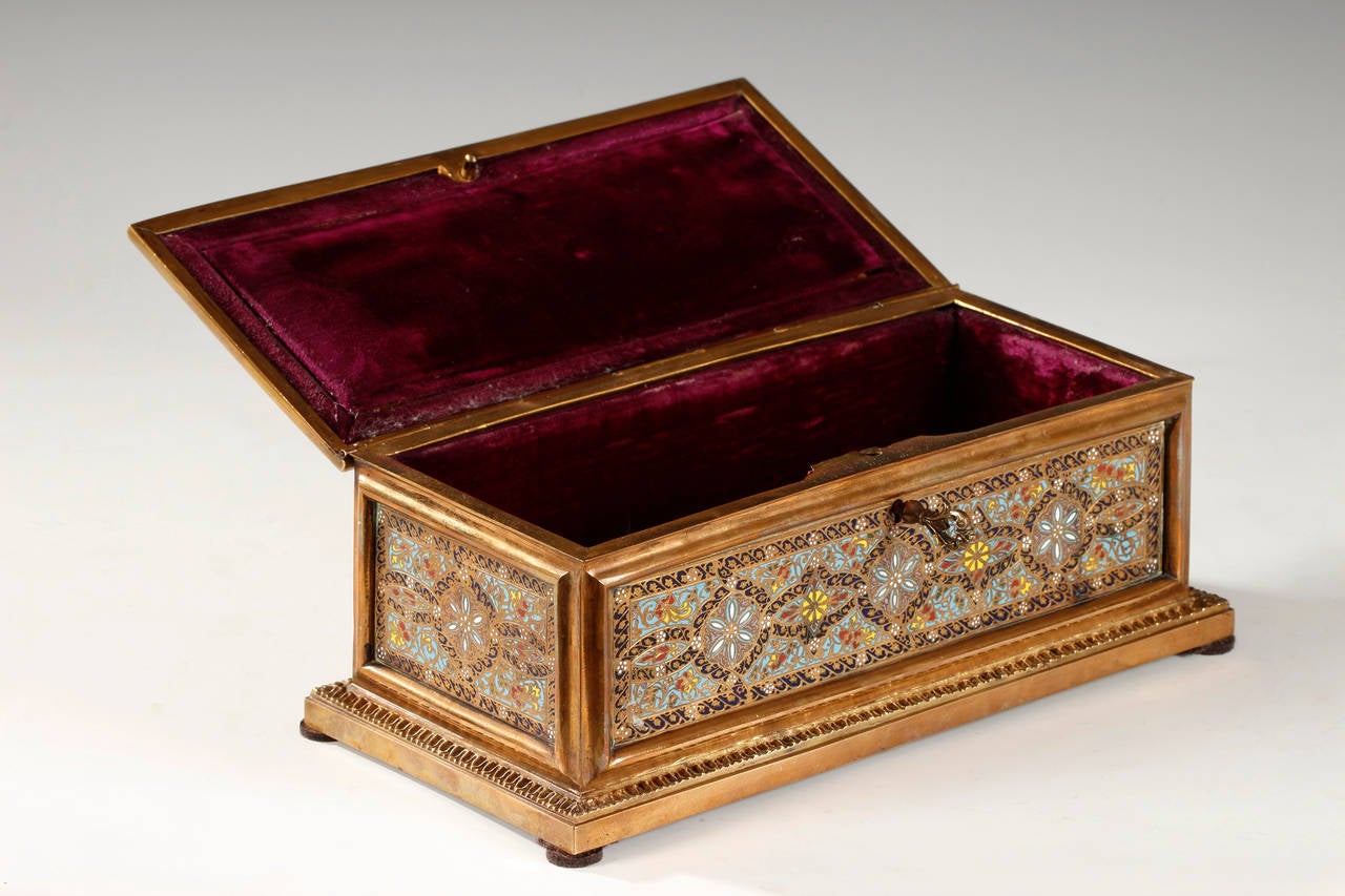 French Enameled bronze box by Tahan, circa 1870 For Sale