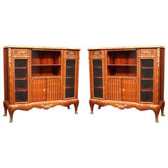Rare Pair of Bookcase-Cabinets by P. Sormani, Signed and Stamped, circa 1870