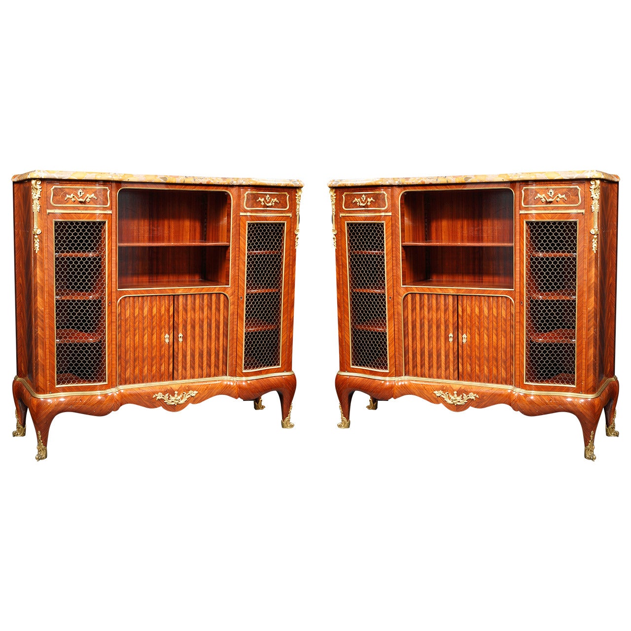 Rare Pair of Bookcase-Cabinets by P. Sormani, Signed and Stamped, circa 1870 For Sale