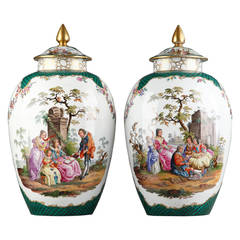 Impressive Pair of Vases and Covers Attributed to Samson & Cie, 19th Century