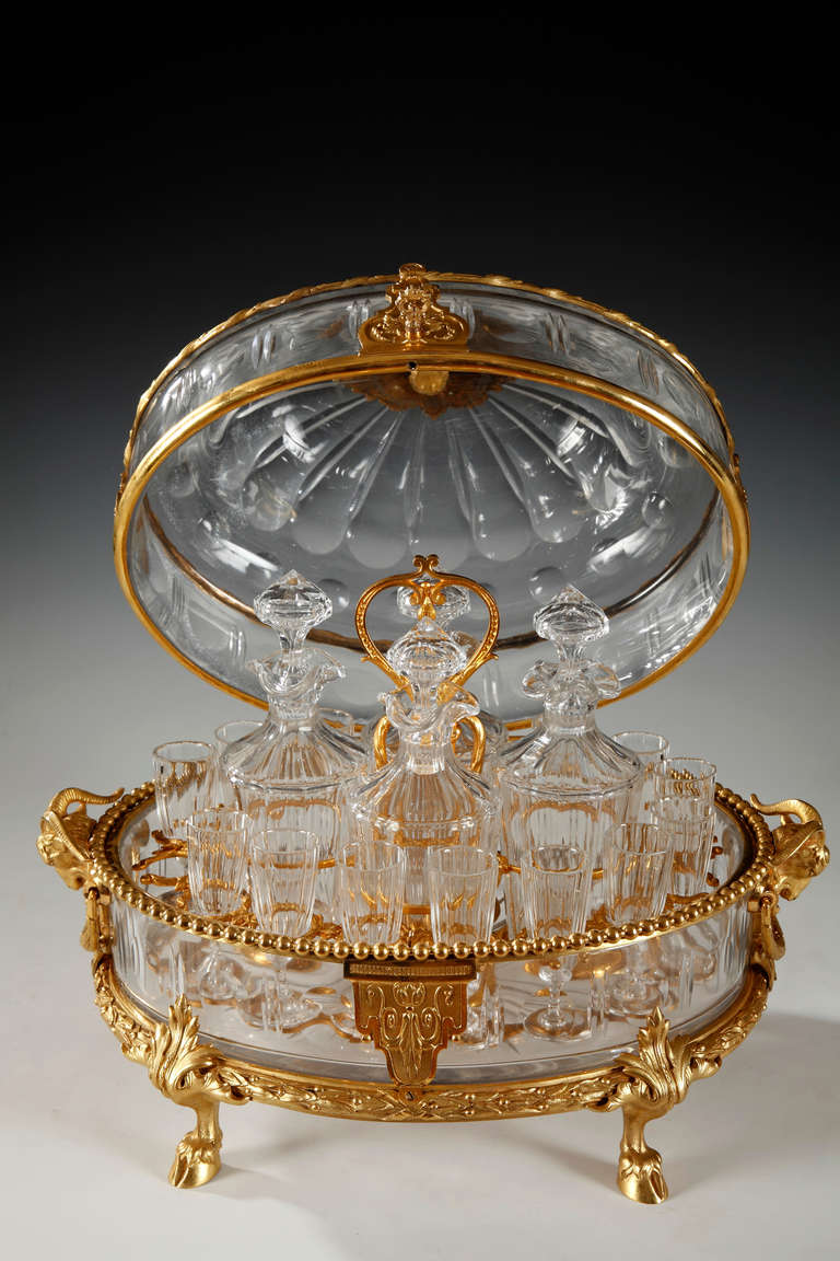 Baccarat French Gilt-Bronze Mounted Crystal Liquour Casket, circa 1860 In Excellent Condition For Sale In Paris, FR