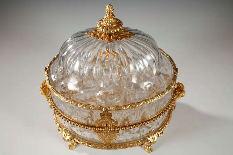 Baccarat French Gilt-Bronze Mounted Crystal Liquour Casket, circa 1860 For Sale 1