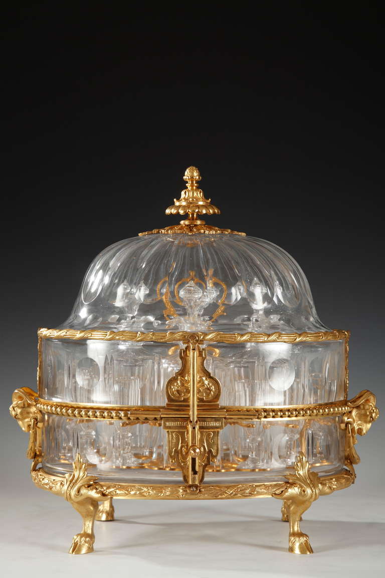 Baccarat French Gilt-Bronze Mounted Crystal Liquour Casket, circa 1860 For Sale 3