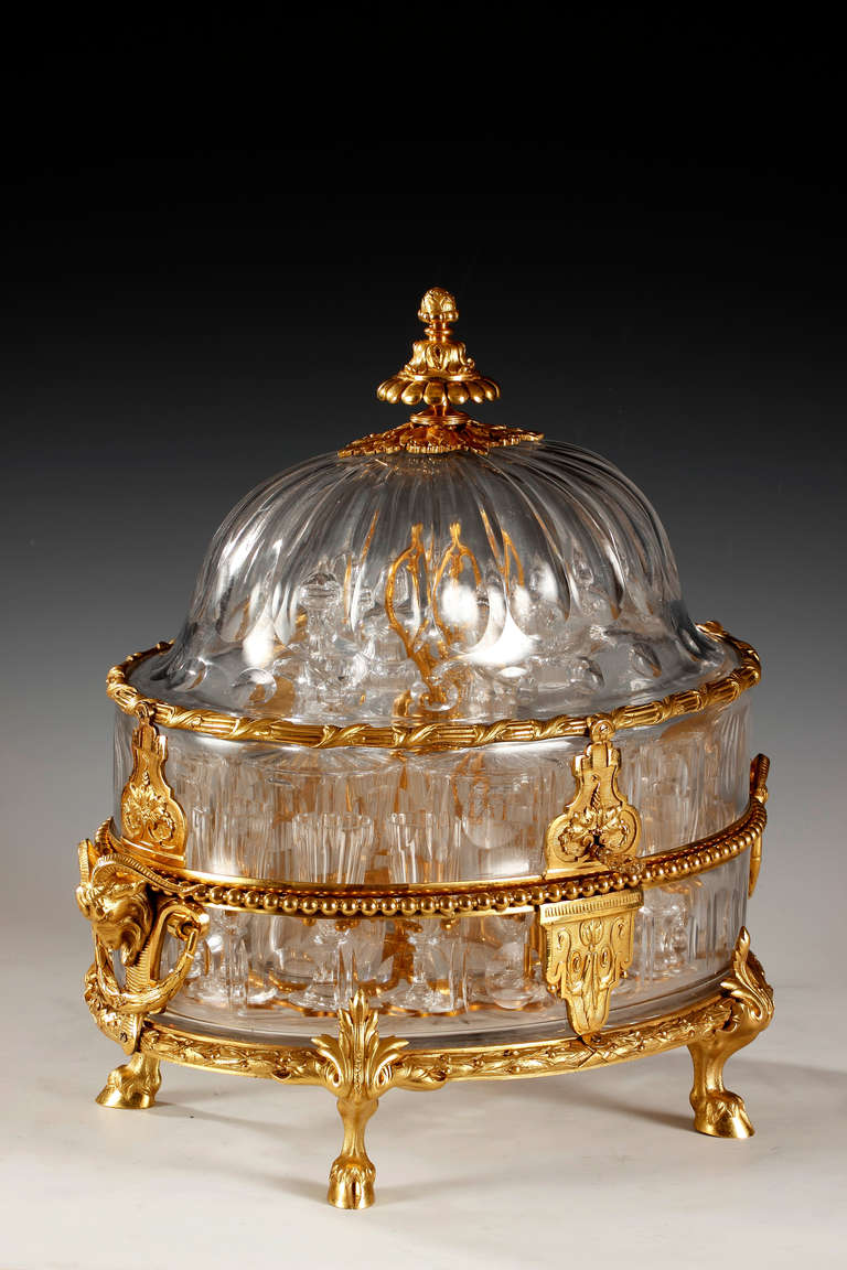 Napoleon III Baccarat French Gilt-Bronze Mounted Crystal Liquour Casket, circa 1860 For Sale