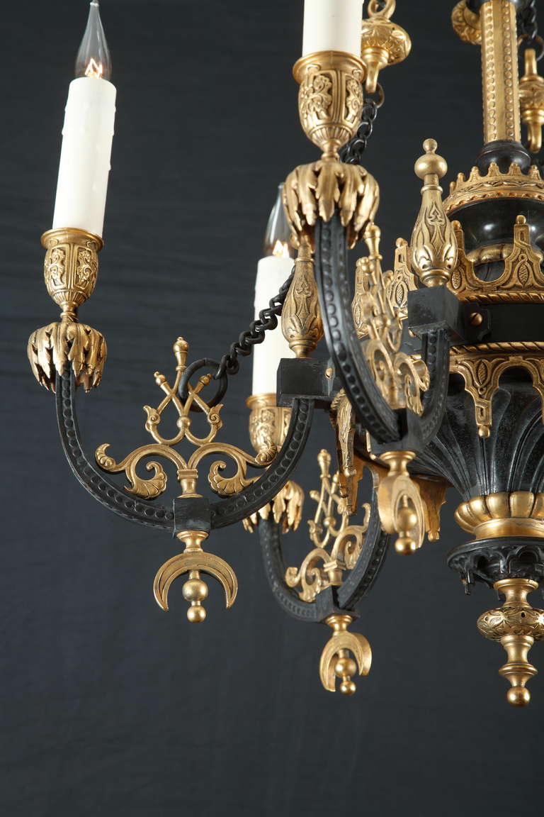 French Ottoman Style Bronze Chandelier Attributed to F. Barbedienne, circa 1870 In Excellent Condition For Sale In Paris, FR