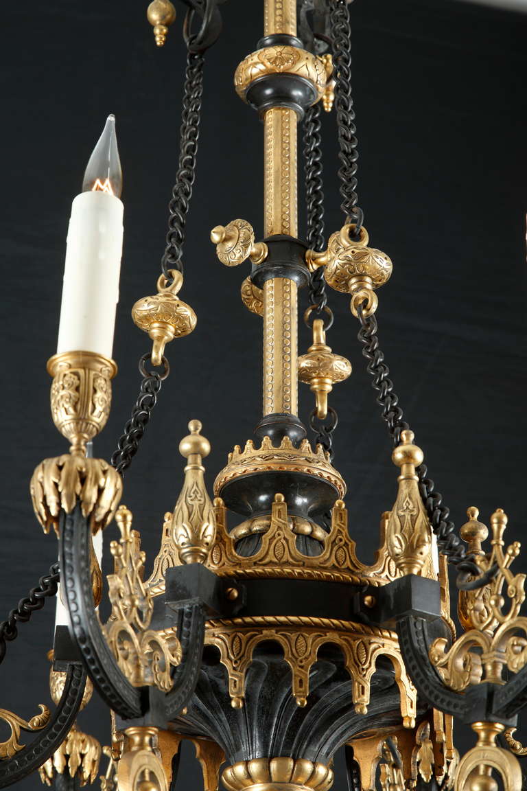 19th Century French Ottoman Style Bronze Chandelier Attributed to F. Barbedienne, circa 1870 For Sale