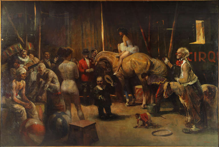 L. Markos - “Before The Show” - Painting, circa 1950