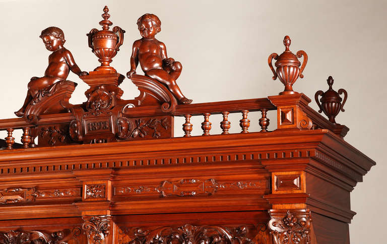 Renaissance Revival A French Renaissance Style Wood Carved Cabinet, 1893 For Sale