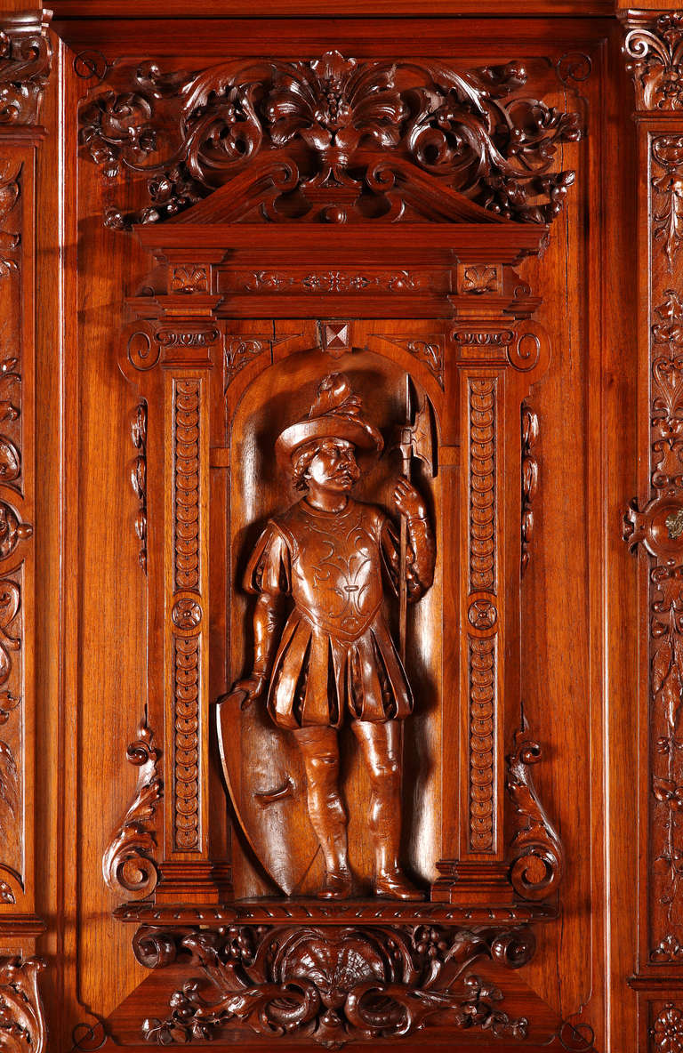 A French Renaissance Style Wood Carved Cabinet, 1893 For Sale 1