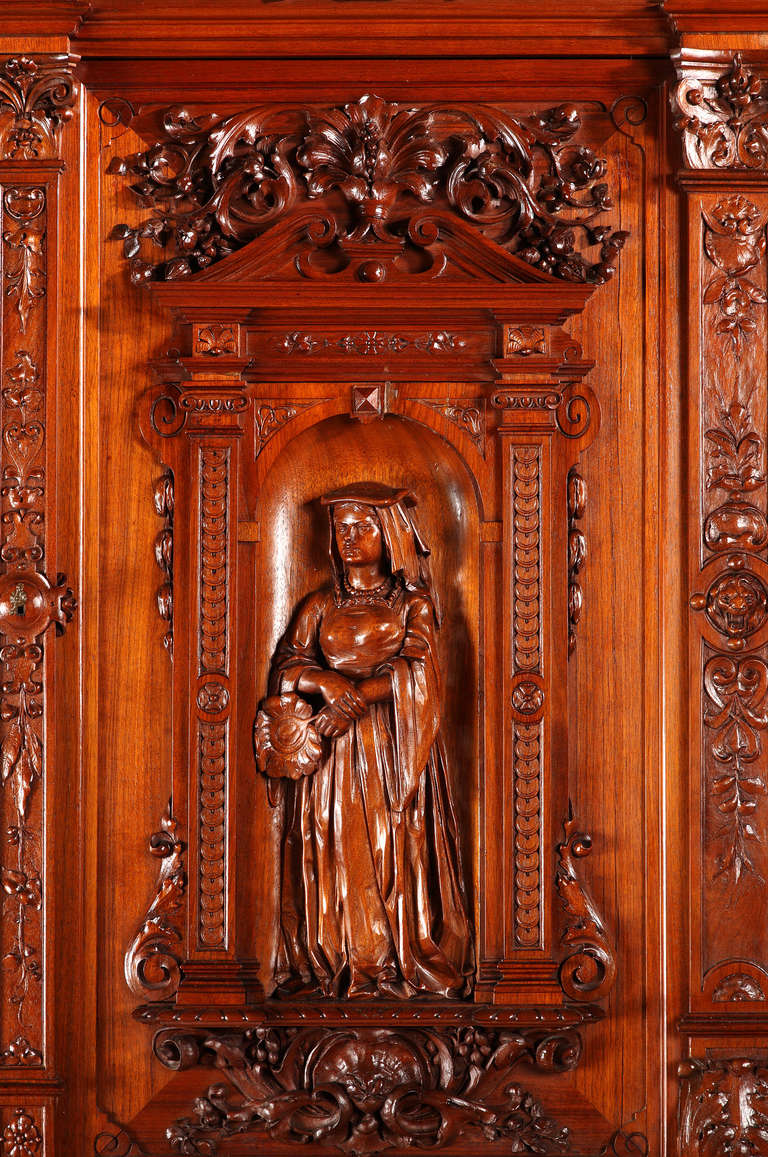 A French Renaissance Style Wood Carved Cabinet, 1893 For Sale 2