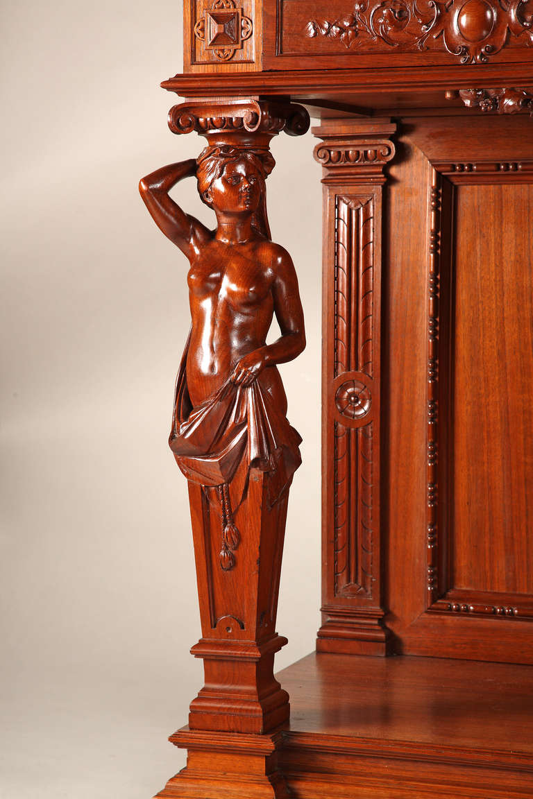 A French Renaissance Style Wood Carved Cabinet, 1893 For Sale 4