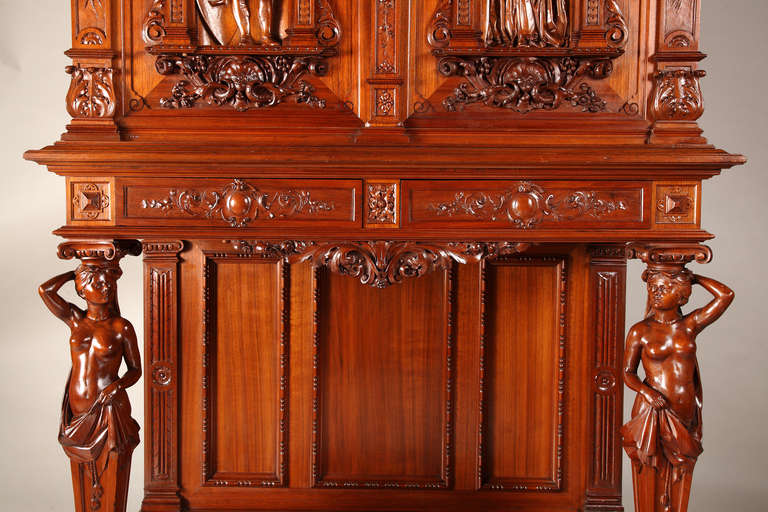 A French Renaissance Style Wood Carved Cabinet, 1893 For Sale 3