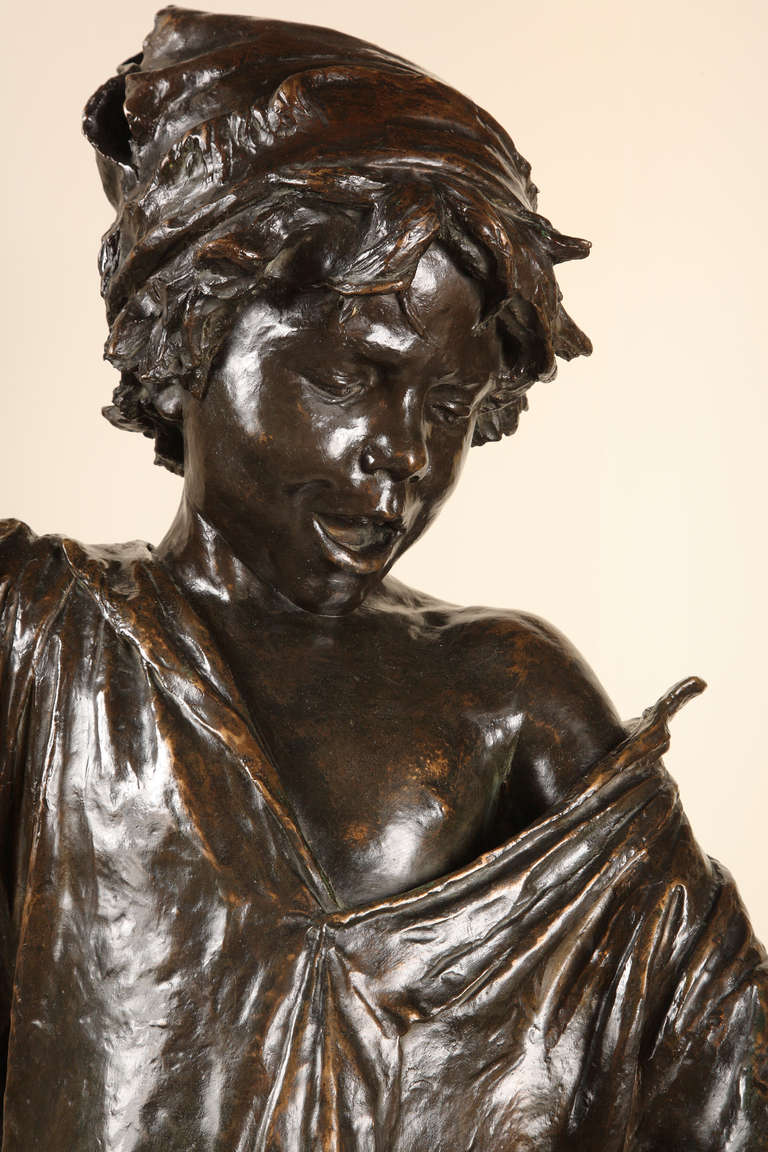 E. Marsili and Papi e Frlli Galli - “Vocazione” - Bronze Figure, dated 1881 In Excellent Condition For Sale In Paris, FR
