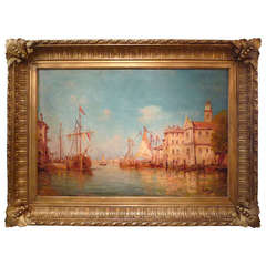 C. Malfroy - “The Harbor of Martigues” - A French Painting, Late 19th C.