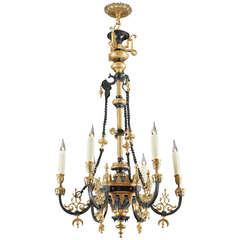 Antique French Ottoman Style Bronze Chandelier Attributed to F. Barbedienne, circa 1870