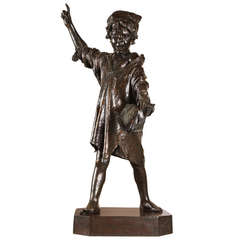 E. Marsili and Papi e Frlli Galli - “Vocazione” - Bronze Figure, dated 1881