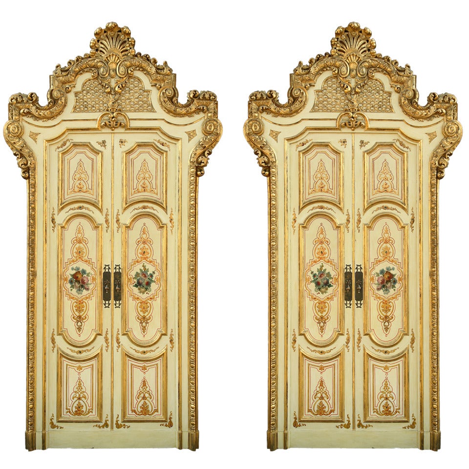 Magnificent Set of Four Venetian Palace Double Doors, Late 19th Century For Sale