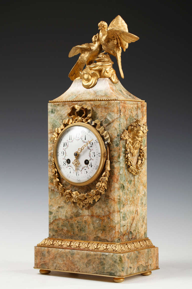 Belle Époque The “Doves” Splath-Fluor Clock Attributed to Susse Frères For Sale