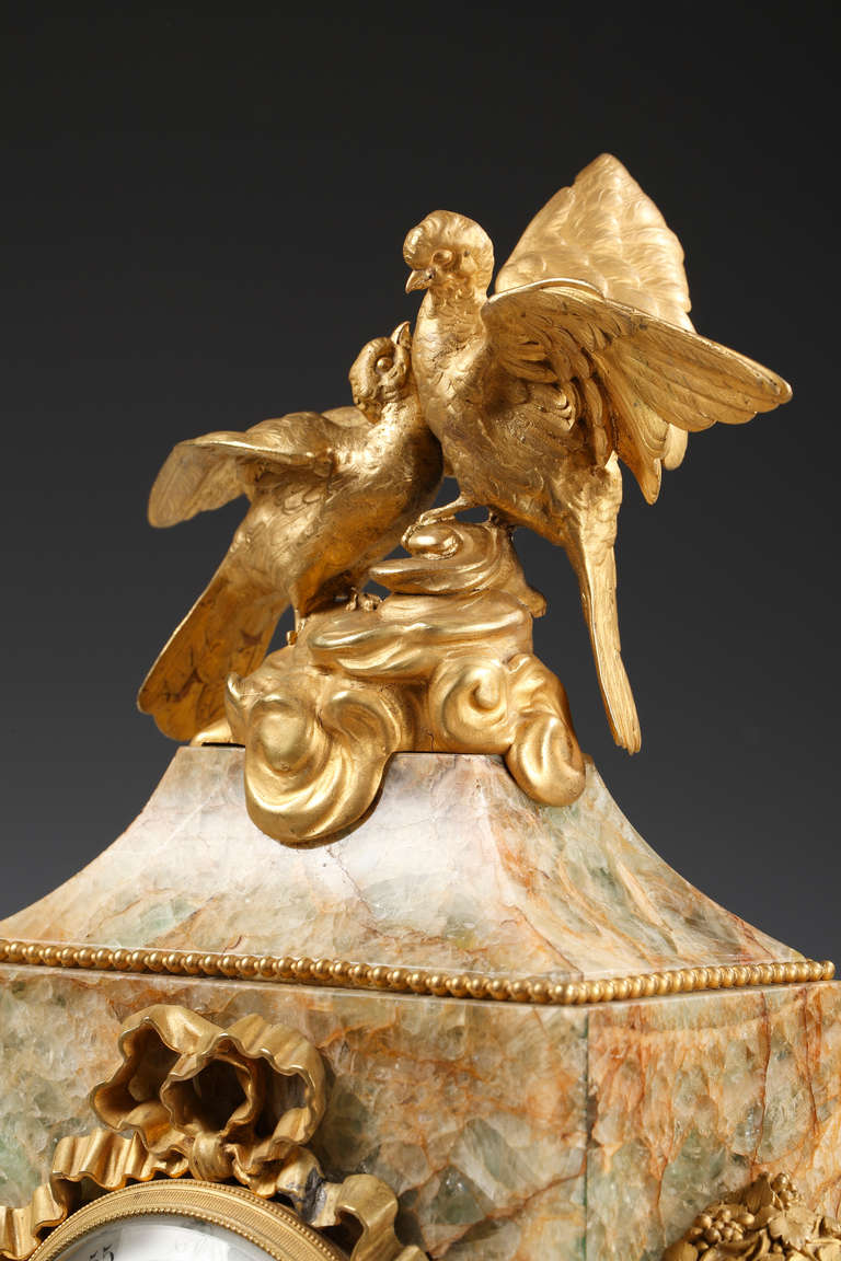 19th Century The “Doves” Splath-Fluor Clock Attributed to Susse Frères For Sale