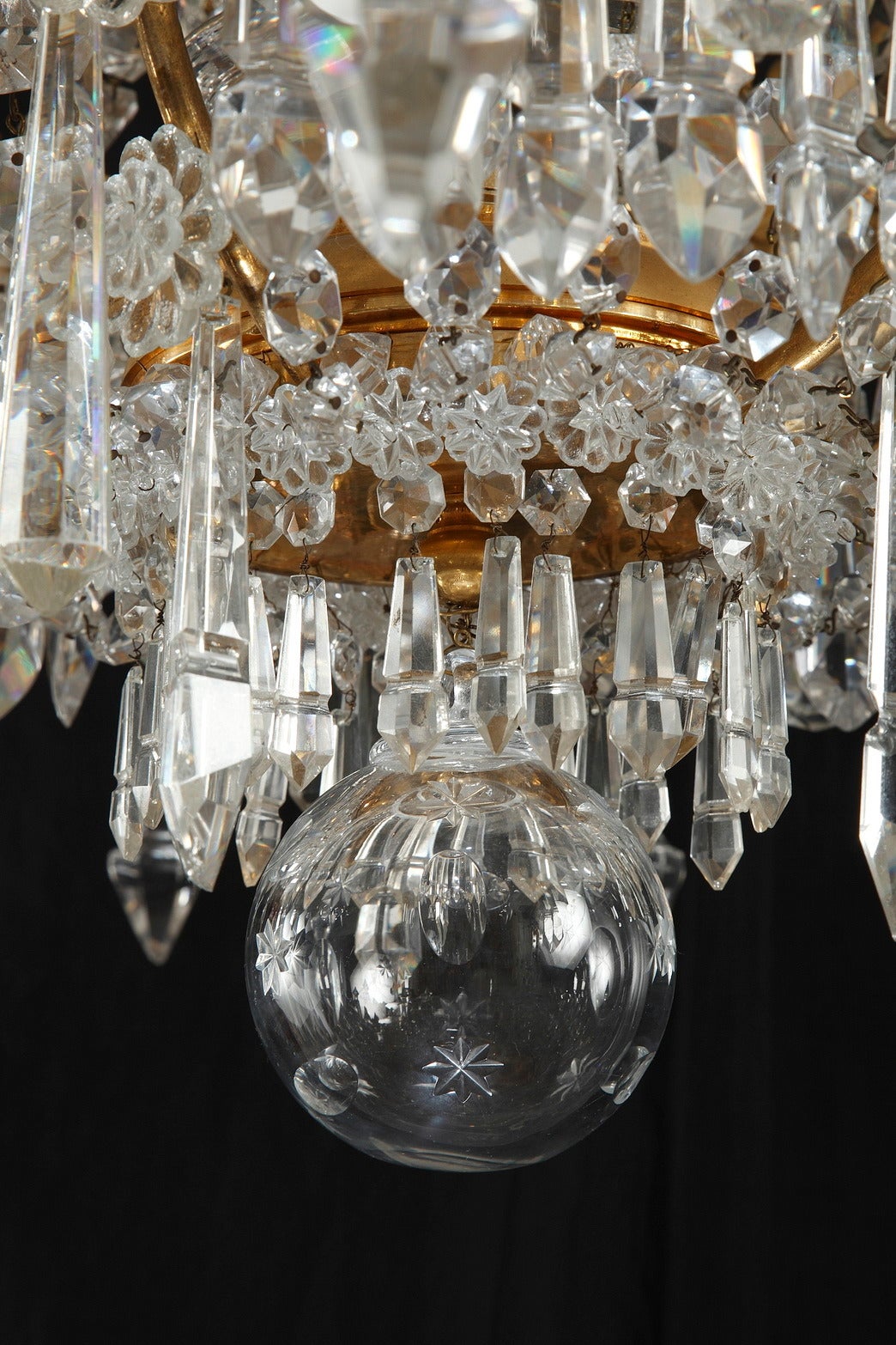 Late 19th Century 19th Century Baccarat Crystal and Gilt Bronze Chandelier For Sale