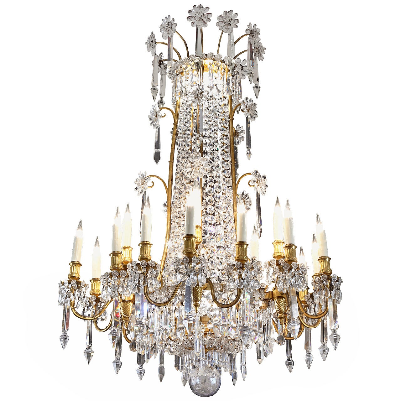 19th Century Baccarat Crystal and Gilt Bronze Chandelier For Sale