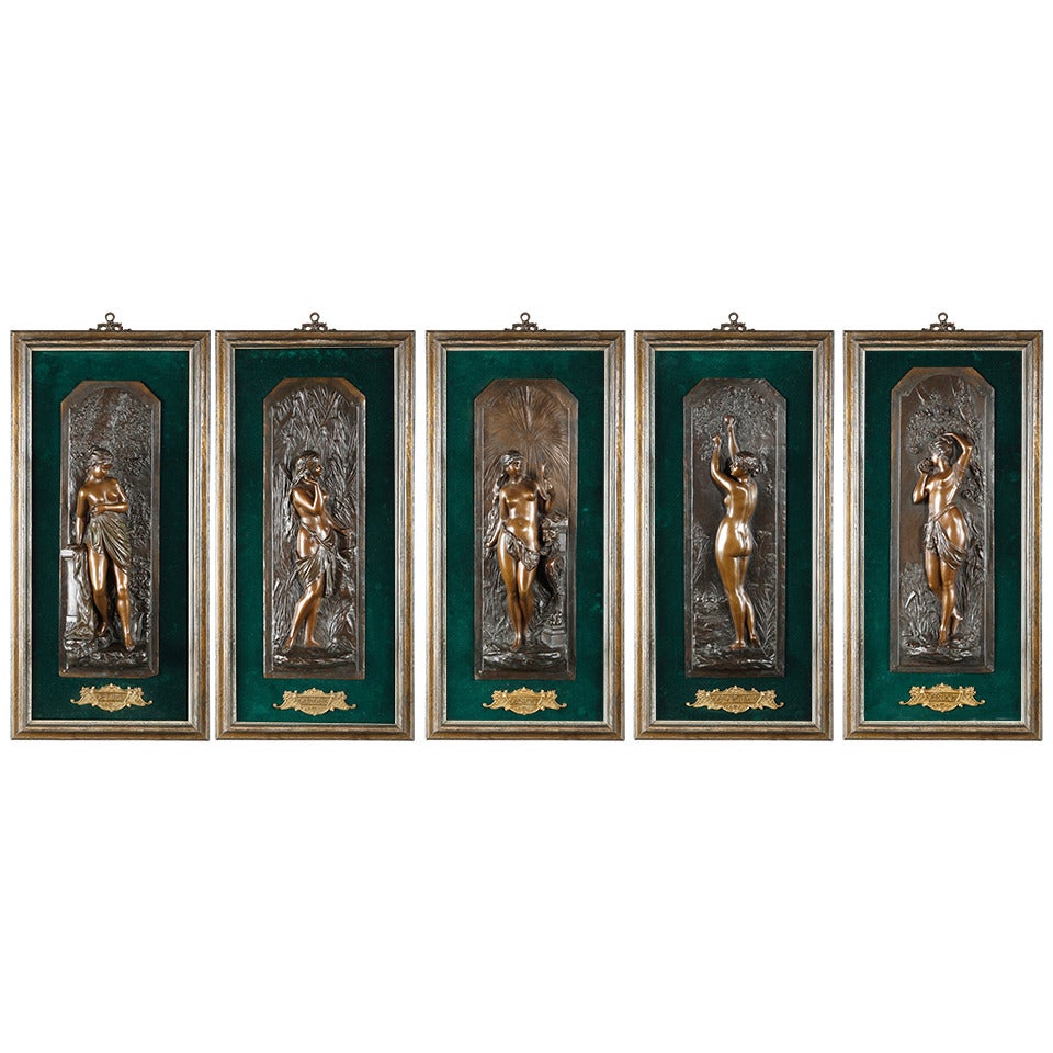 German Set of Five Bronze Plaques of the Five Senses For Sale