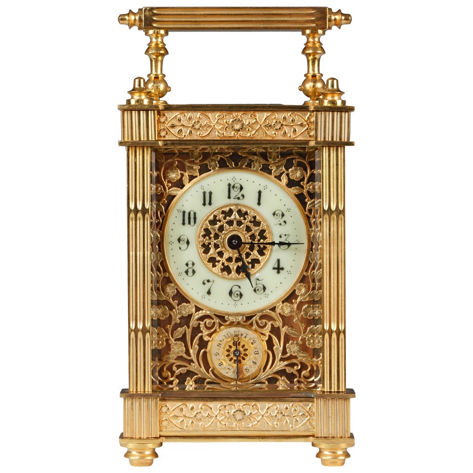 French Bronze Carriage Clock, 19th Century For Sale