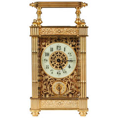 French Bronze Carriage Clock, 19th Century
