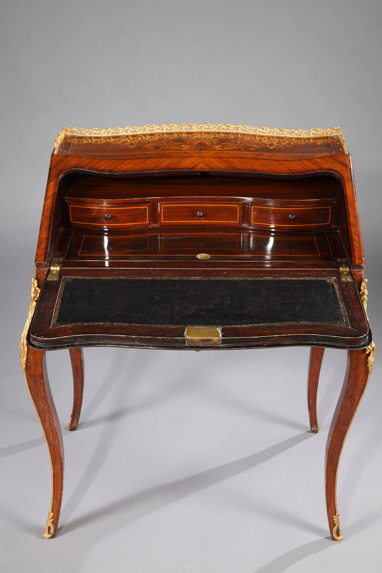 19th Century French Louis XV Style Parquetry Lady Desk, circa 1880 For Sale