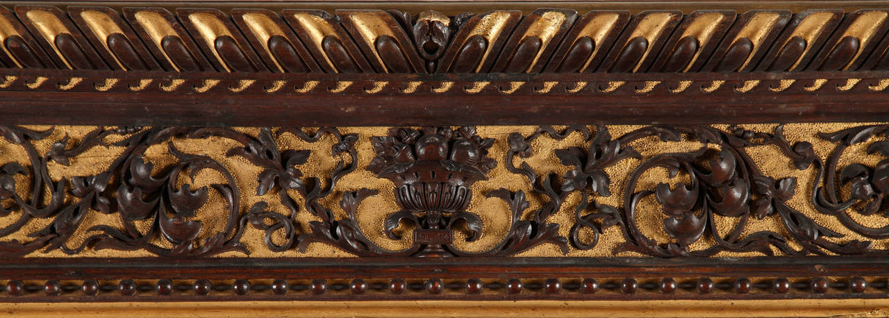 Italian Richly Carved Walnut Frame attributed to Luigi Frullini For Sale