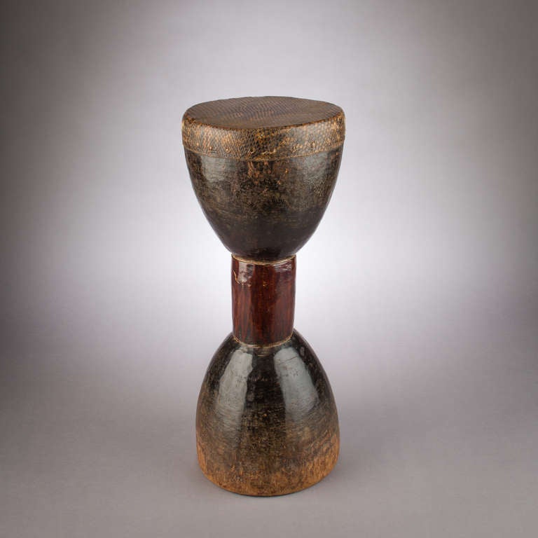 Wood and Hide Drum Made by the Kaguru Peoples of Tanzania, Early 20th