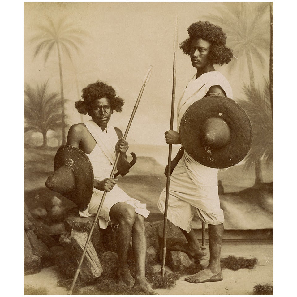 Originalfotografie der Beja-Krieger des 19. Jahrhunderts, Sudan im Angebot