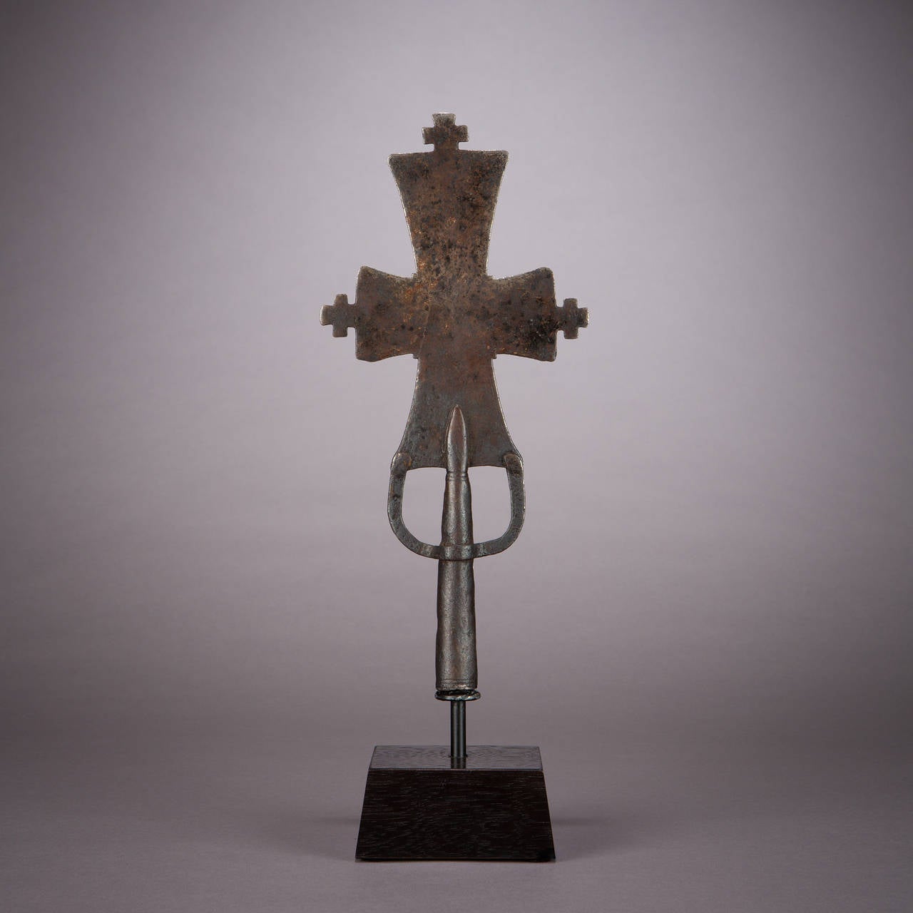 An iron processional hand cross, Northern Ethiopia, 15th-17th century.

Ethiopian hand crosses are coveted by collectors of medieval art, religious art and tribal art for their beauty and variety of forms.

Ethiopia was probably the second