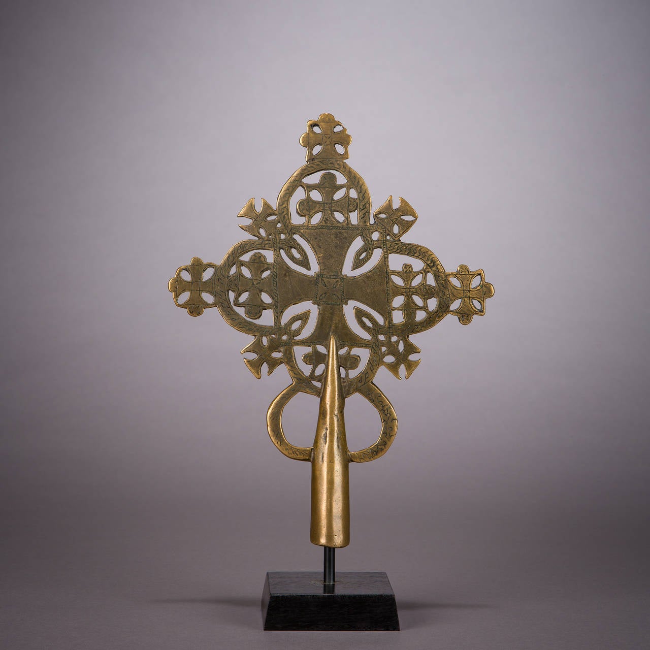 A bronze processional hand cross, Northern Ethiopia, 14th-15th century.

Ethiopian hand crosses are coveted by collectors of medieval art, religious art and tribal art for their beauty and variety of forms.

Ethiopia was probably the second