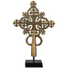 Antique 14th Century Bronze Processional Cross, Ethiopia
