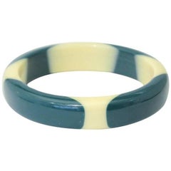 1950s Turquoise Ivory Bakelite Bangle Bracelet