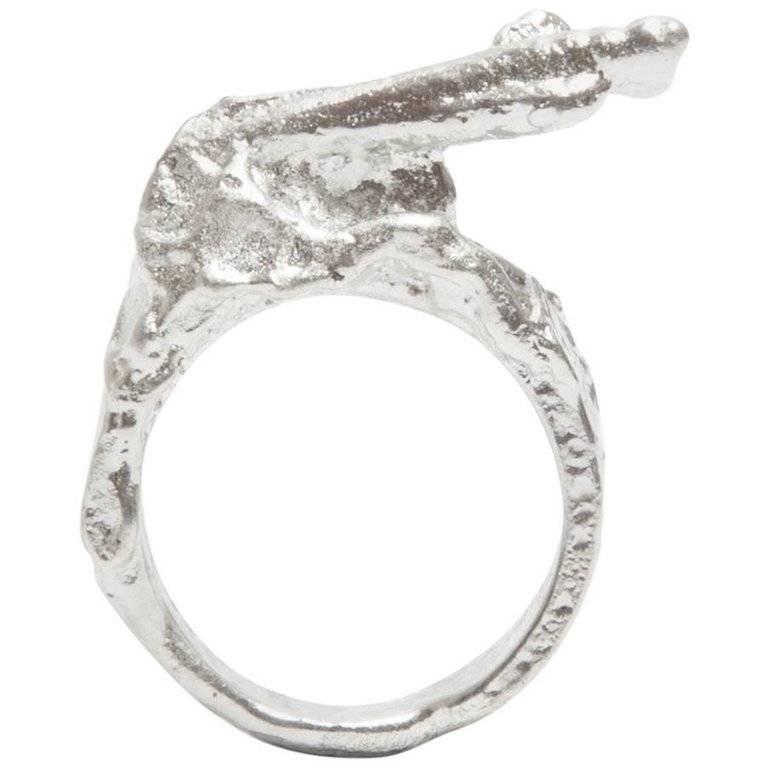 Loveness Lee Kawaakari Textured Naturally Formed Silver Ring (Size Q) For Sale