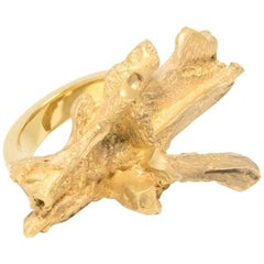 Loveness Lee Jigsaw Chunky Statement Gold Ring (Size N)