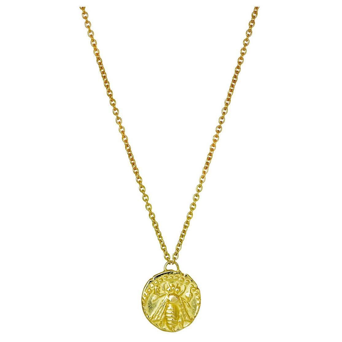 Melissae 18 Karat Yellow Gold Bee Necklace For Sale