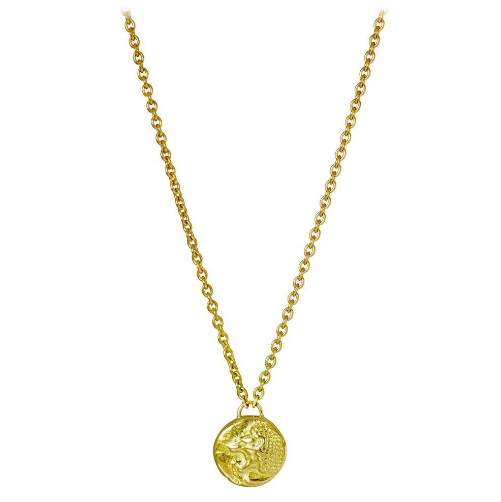 Nemean 18 Karat Yellow Gold Lion Necklace For Sale