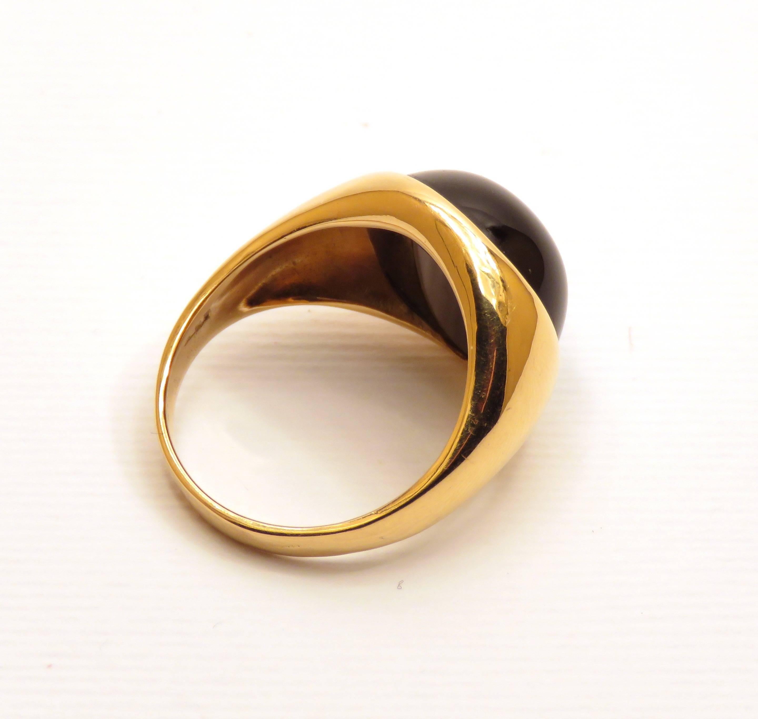 Onyx 18 Karat White Rose Gold Dome Ring Handcrafted in Italy In New Condition In Milano, IT