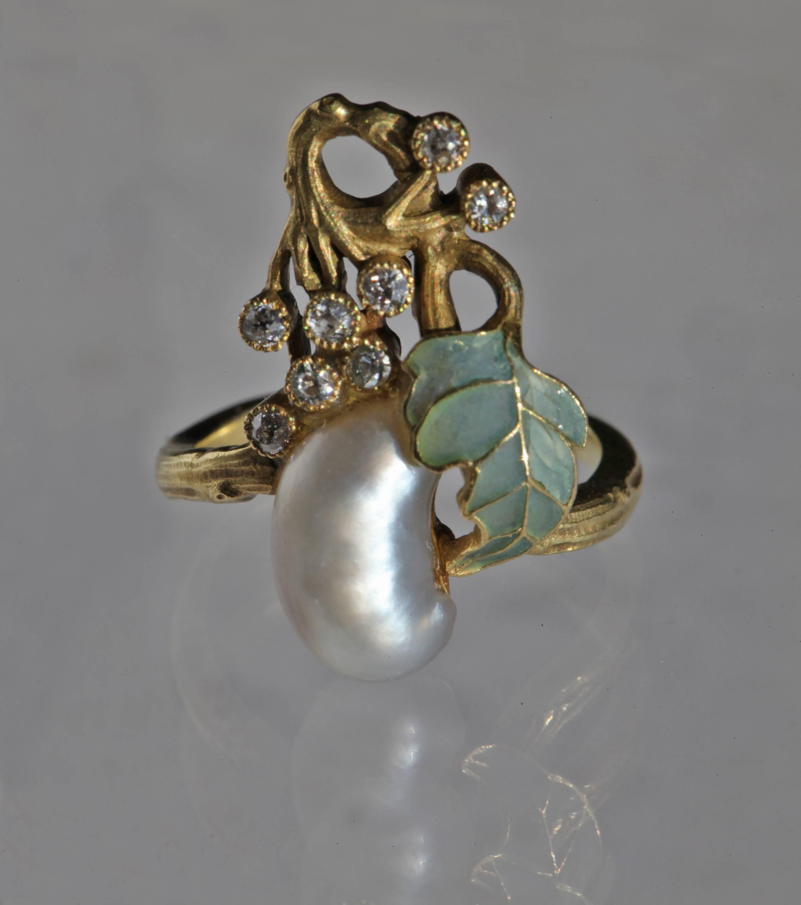 Single Cut Georges le Turcq Art Nouveau Ring For Sale