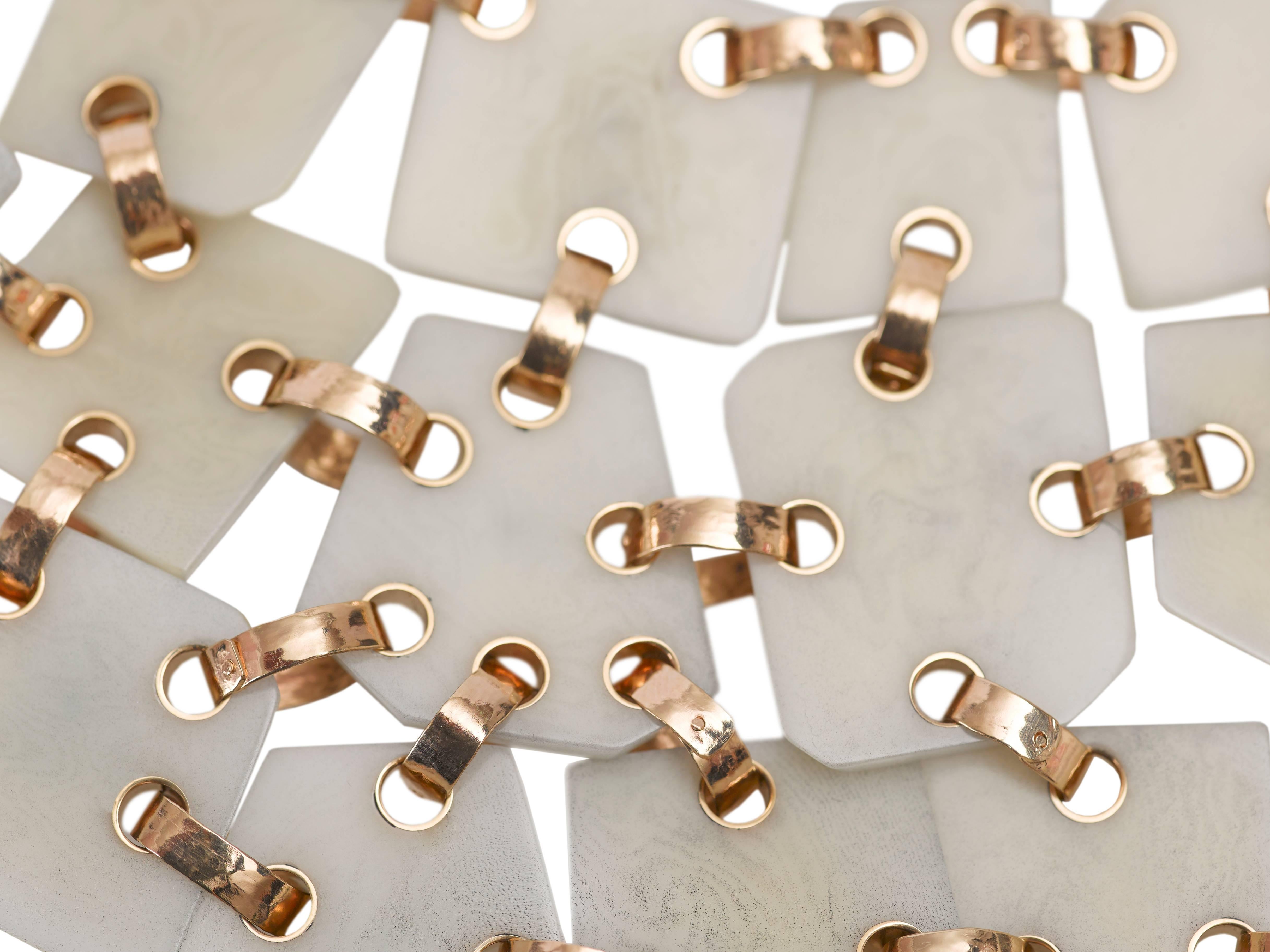 Modern  MATAR Bahraini Baroque Pearls Tagua Nut Gold Choker Necklace For Sale