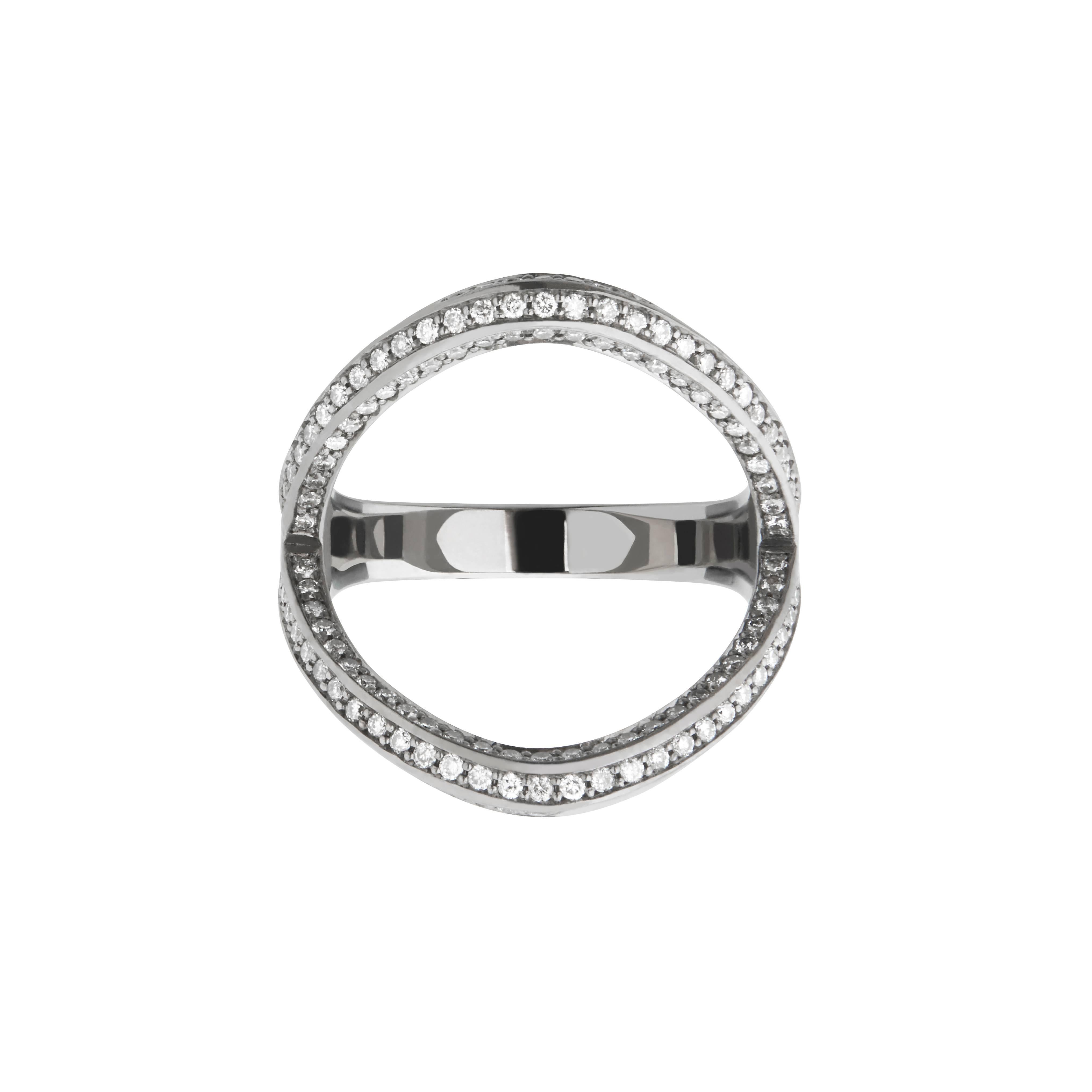 Women's Zara Simon Ibiza Diamond Pave White Gold Ring For Sale