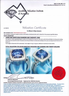 Tanzanite Diamond Square Cluster 18 Karat Gold Design Cocktail Ring