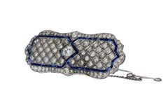 Diamond Sapphire Set Platinum Bar Brooch, circa 1800