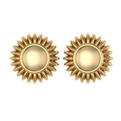 Barbara Nanning and Sparkles 18 Karat Yellow Gold Flower Stud Earrings