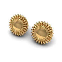 Barbara Nanning and Sparkles 18 Karat Yellow Gold Flower Stud Earrings