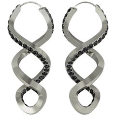 Henk Stallinga 
Sparkles Black Diamond 18 Karat Gold Drop Twist Dangle Earrings