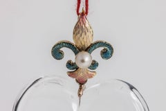 Rock Crystal Pearl Gold Heart Pendant, circa 1910